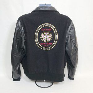 Vintage Reed Leather Sportswear Embroidered Wool Varsity Bomber Jacket